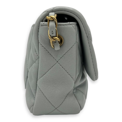 Heart Flap Shoulder Bag Blue in Lambskin, Gold hardware