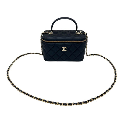 CC Vanity Bag Blue in Lambskin, Gold hardware