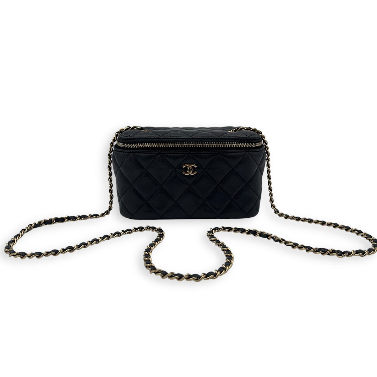 CC Vanity Bag Black in Lambskin, Gold hardware