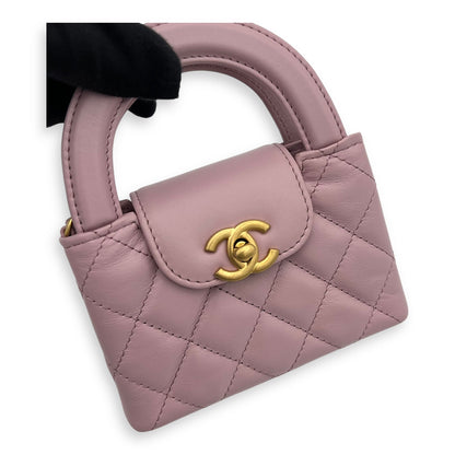 Kelly Top Handle Bag Nano Pink in Calfskin, Gold hardware
