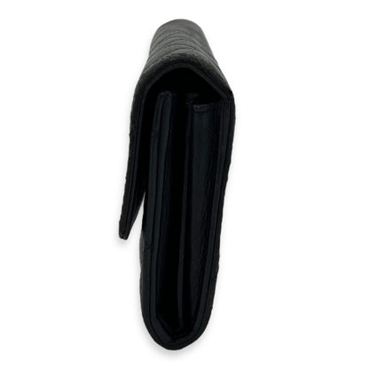 Classic Wallet Long Black in Lambskin, Silver hardware