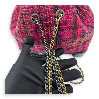 Gabrielle Pink Backpack in Tweed, Mixed hardware