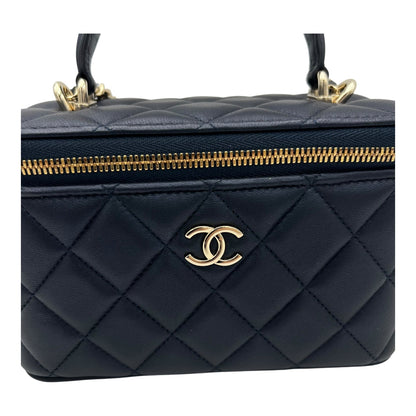 CC Vanity Bag Blue in Lambskin, Gold hardware