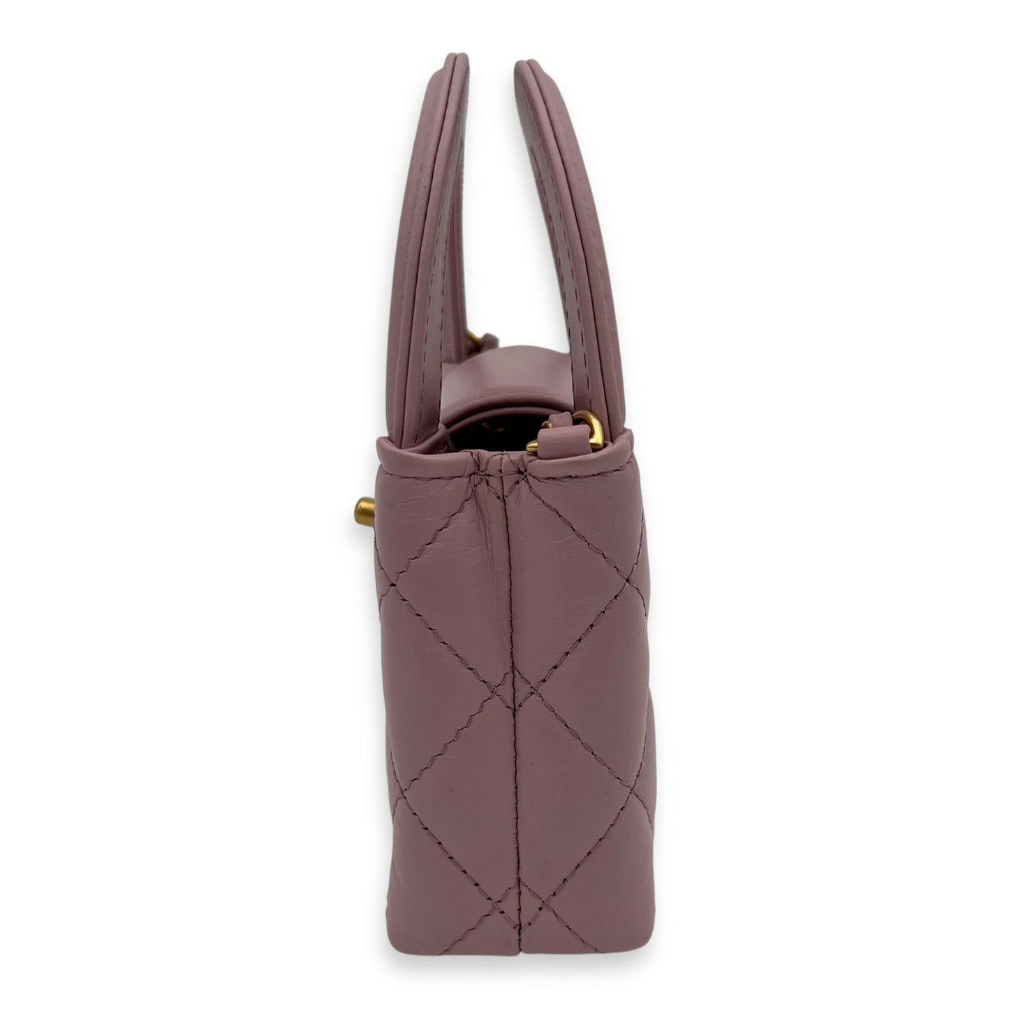 Kelly Top Handle Bag Nano Pink in Calfskin, Gold hardware