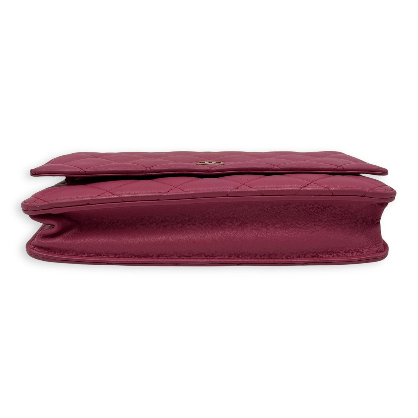 Classic Wallet On Chain Pink in Lambskin, Gold hardware
