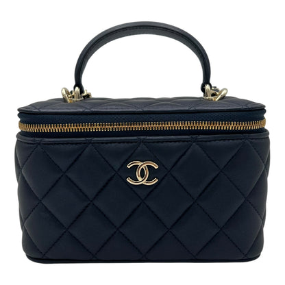 CC Vanity Bag Blue in Lambskin, Gold hardware