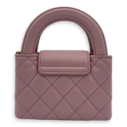 Kelly Top Handle Bag Nano Pink in Calfskin, Gold hardware