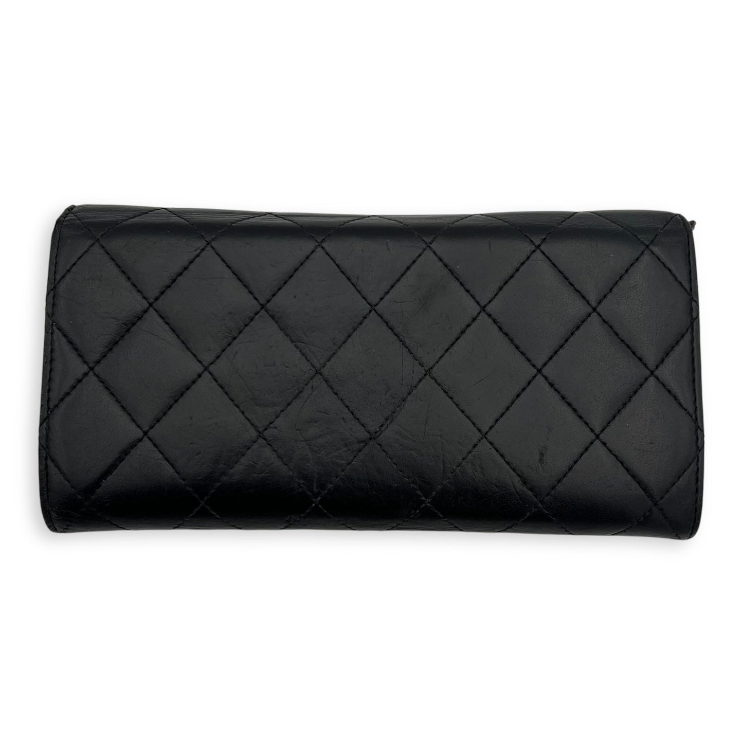 Classic Wallet Long Black in Lambskin, Silver hardware