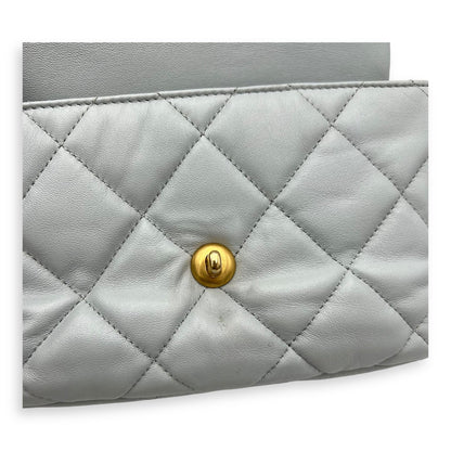Heart Flap Shoulder Bag Blue in Lambskin, Gold hardware