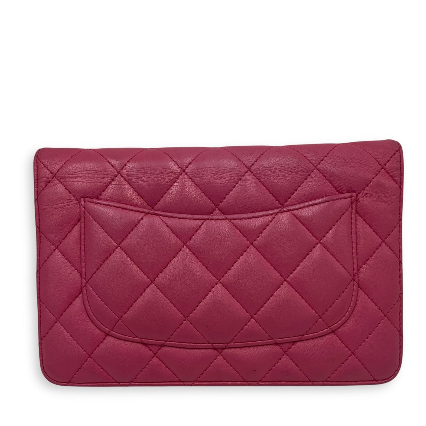 Classic Wallet On Chain Pink in Lambskin, Gold hardware