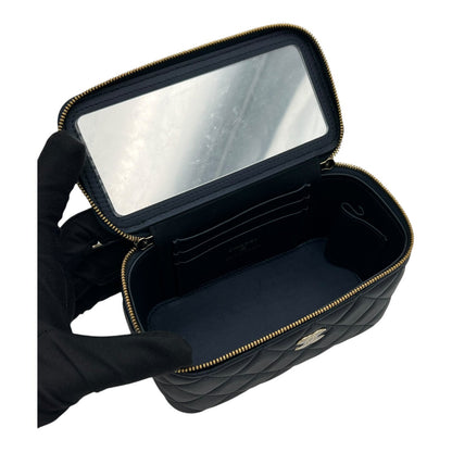 CC Vanity Bag Blue in Lambskin, Gold hardware