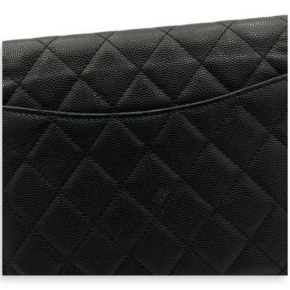 Quilted Black Wallet On Chain in Caviar Leather, Gold hardware
