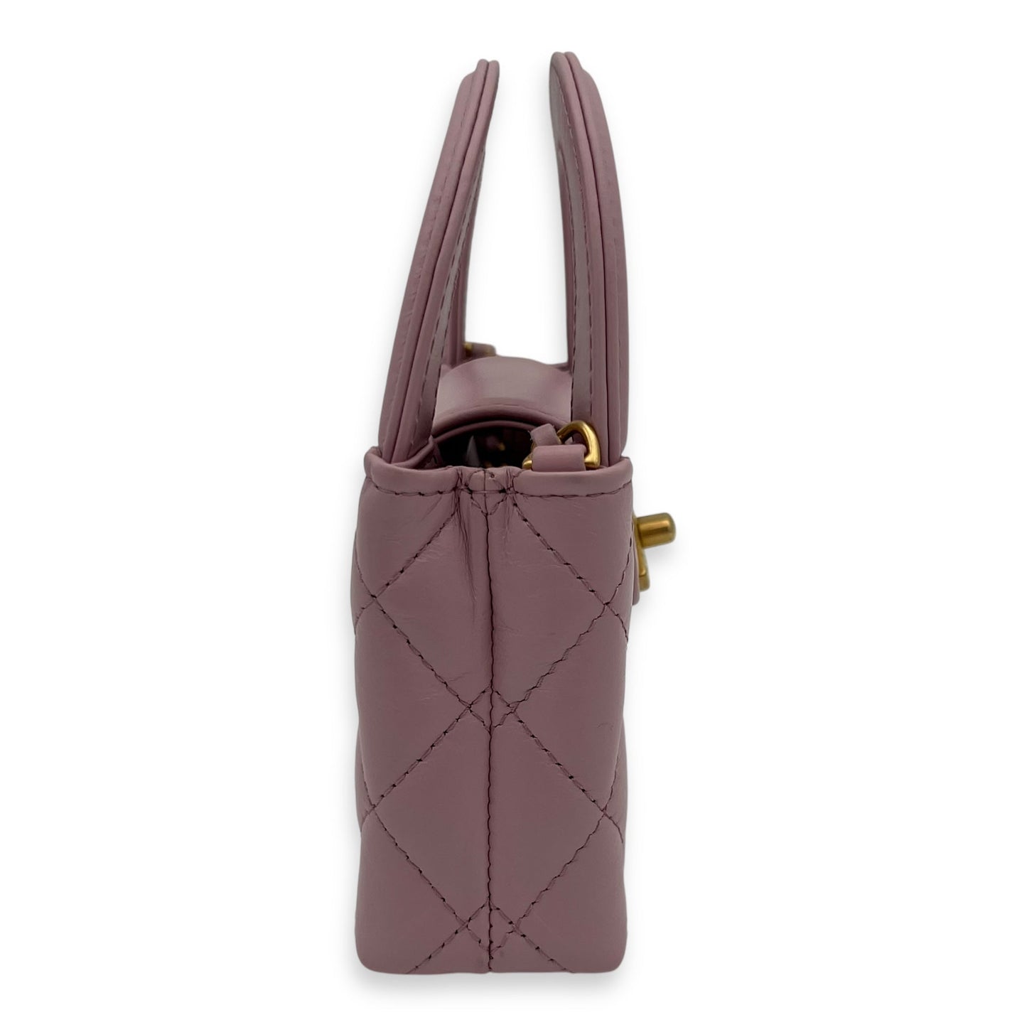 Kelly Top Handle Bag Nano Pink in Calfskin, Gold hardware