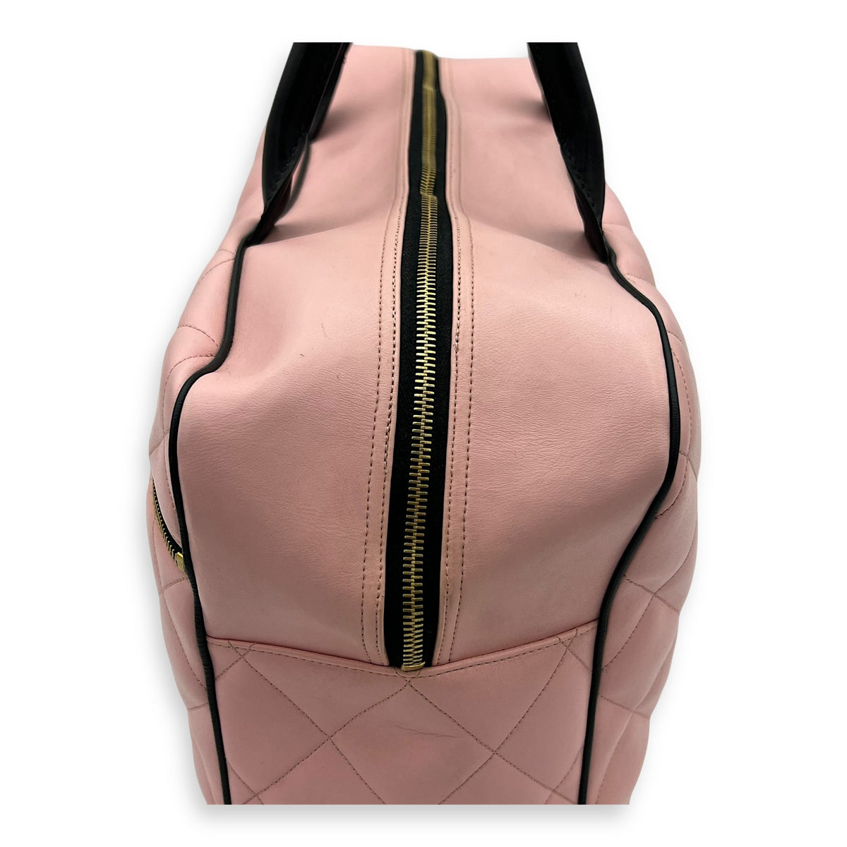Boston Pink Top Handle Bag in Calfskin, Gold hardware