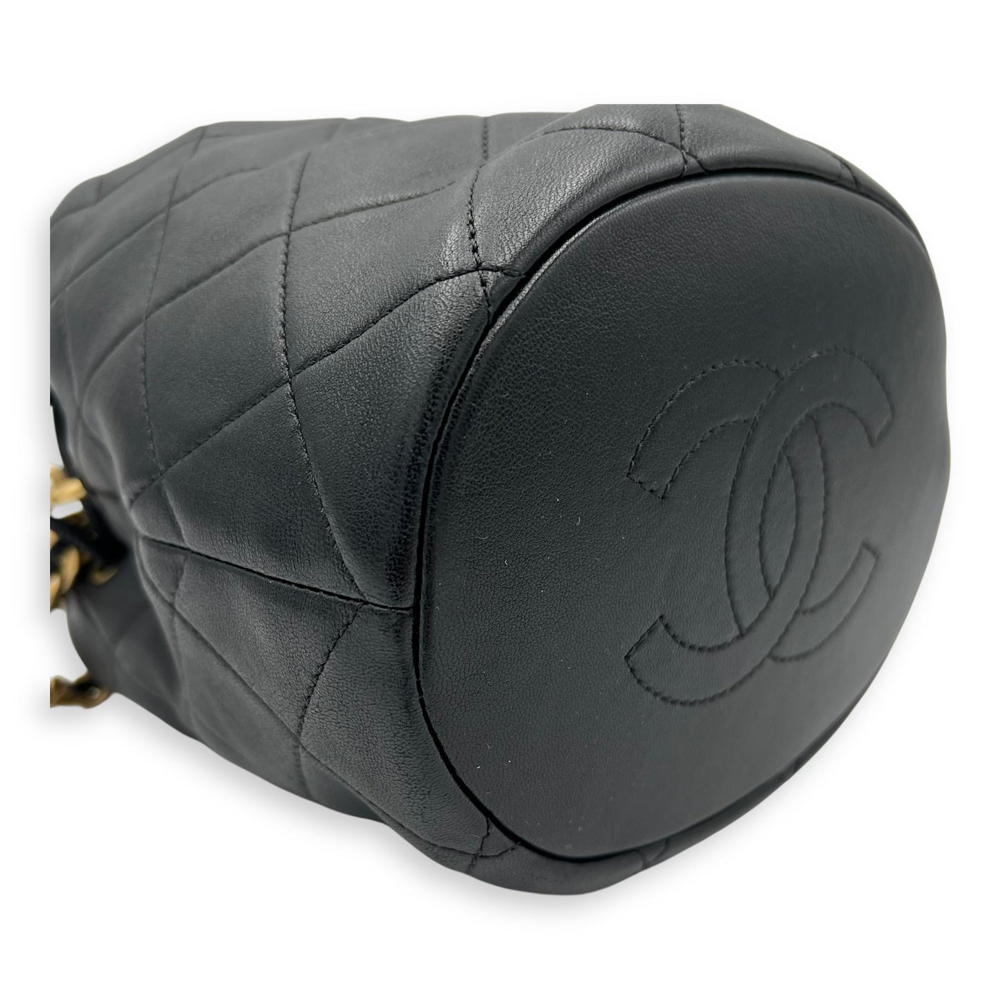 Chain is More Black Bucket Bag in Calfskin, Gold hardware