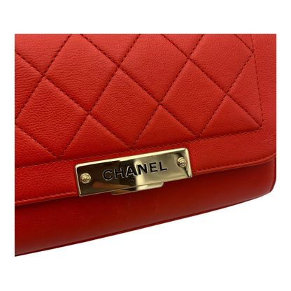 2 way bag Orange Crossbody Bag in Calfskin, Gold hardware