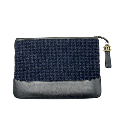 Gabrielle Clutch Blue in Tweed, Gold hardware