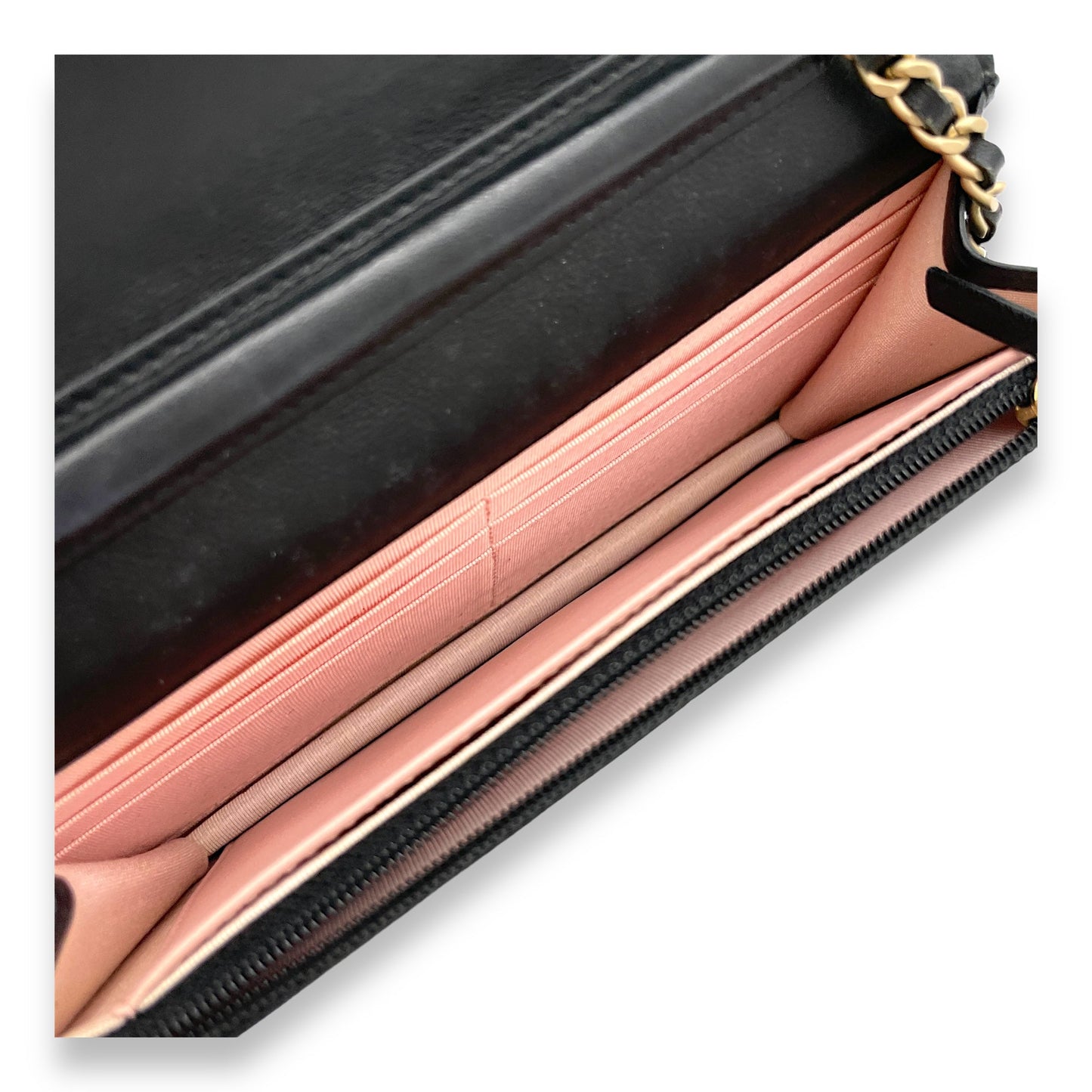 Classic Black Wallet On Chain in Lambskin, Gold hardware