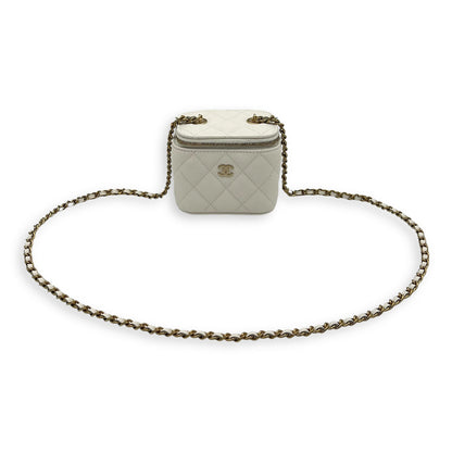 CC Vanity Bag White in Caviar Leather, Gold hardware