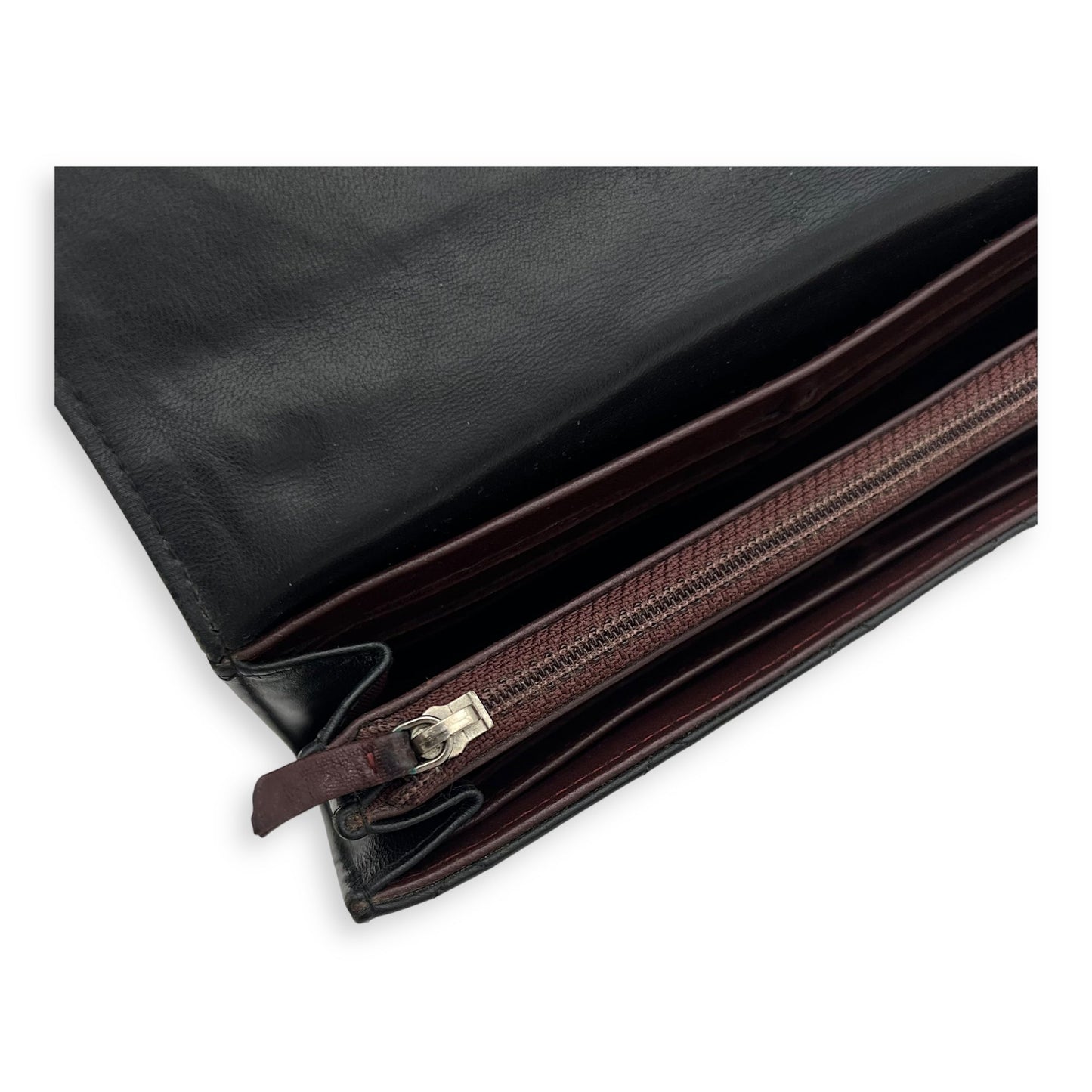 Classic Wallet Long Black in Lambskin, Silver hardware