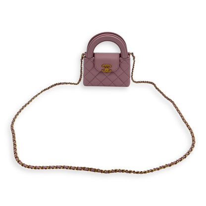Kelly Top Handle Bag Nano Pink in Calfskin, Gold hardware