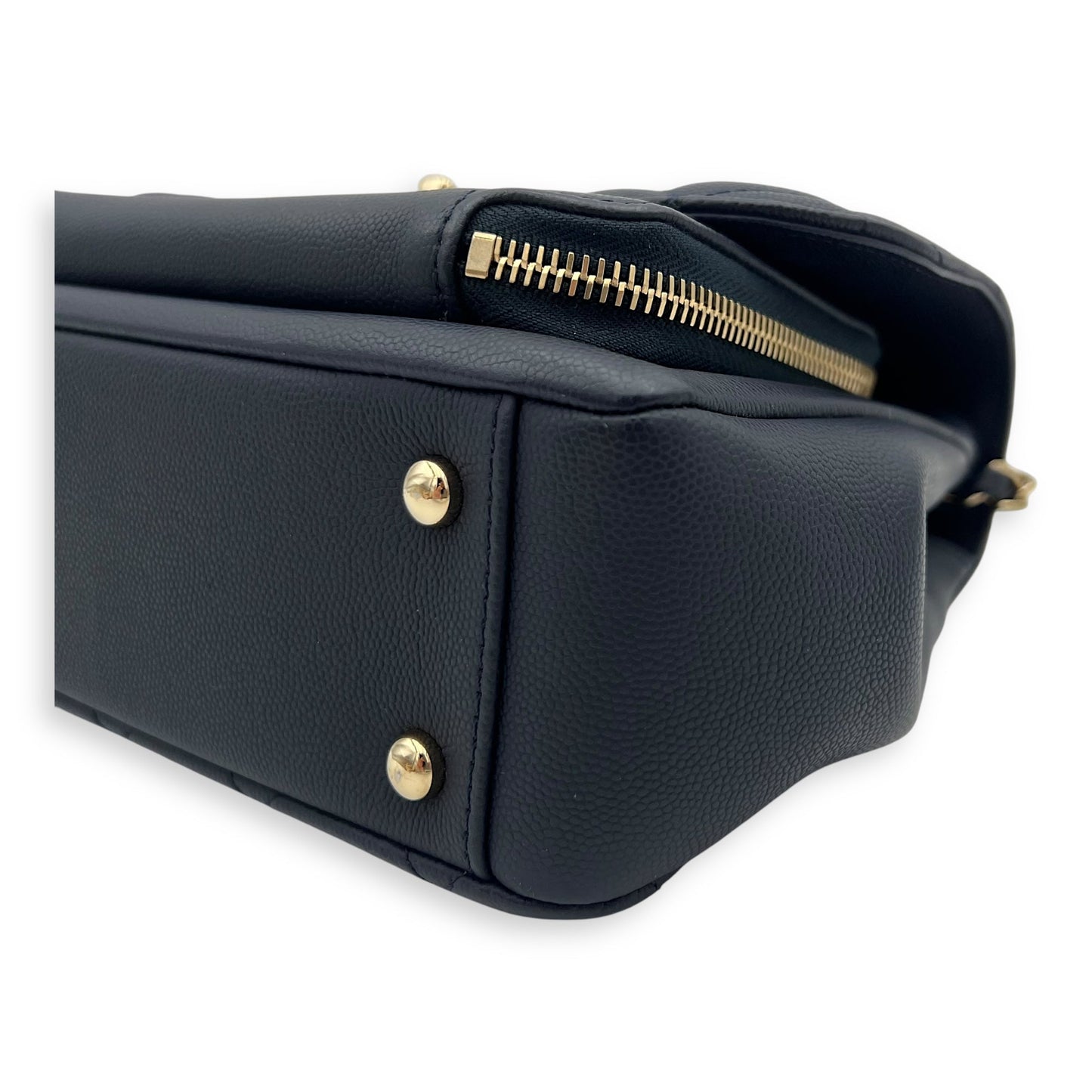 Business Affinity Top Handle Bag Blue in Caviar Leather, Light Gold hardware