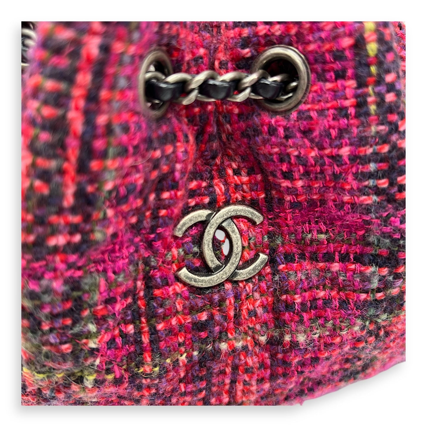Gabrielle Pink Backpack in Tweed, Mixed hardware