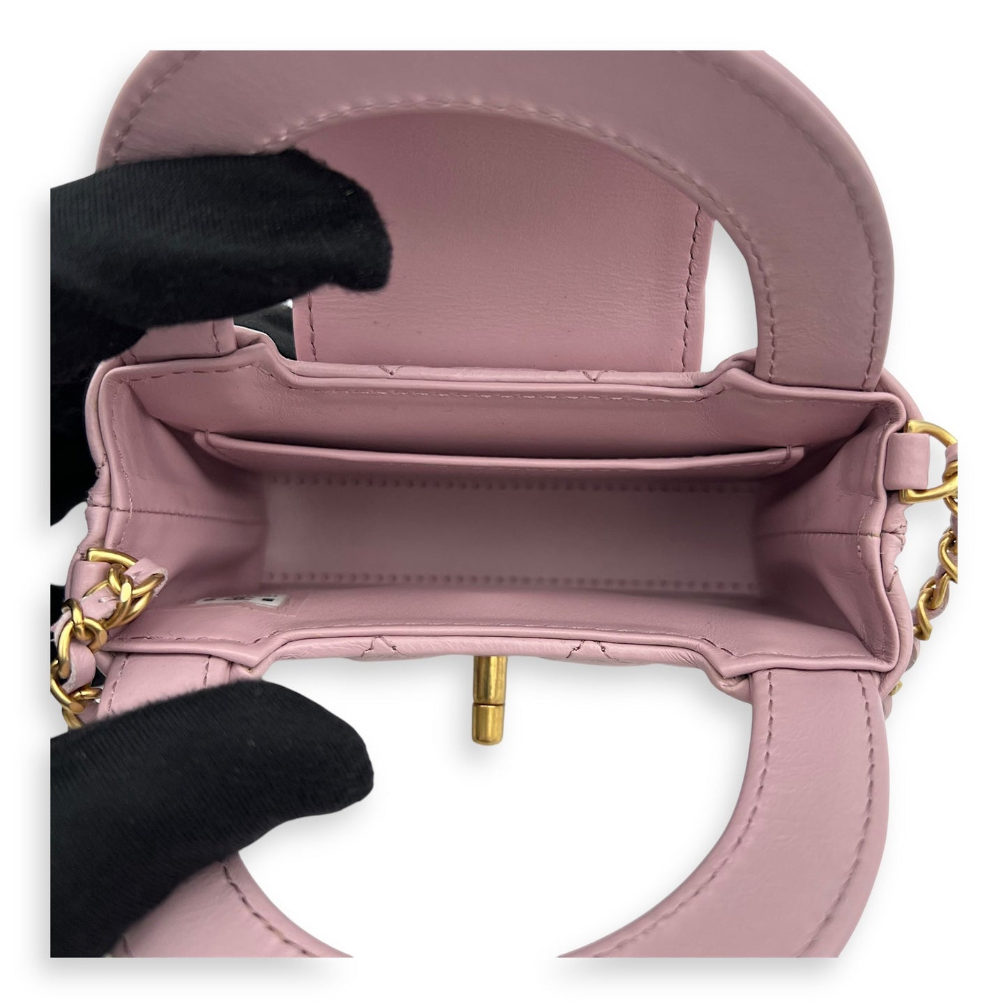 Kelly Top Handle Bag Nano Pink in Calfskin, Gold hardware