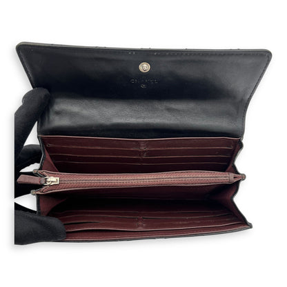 Classic Wallet Long Black in Lambskin, Silver hardware
