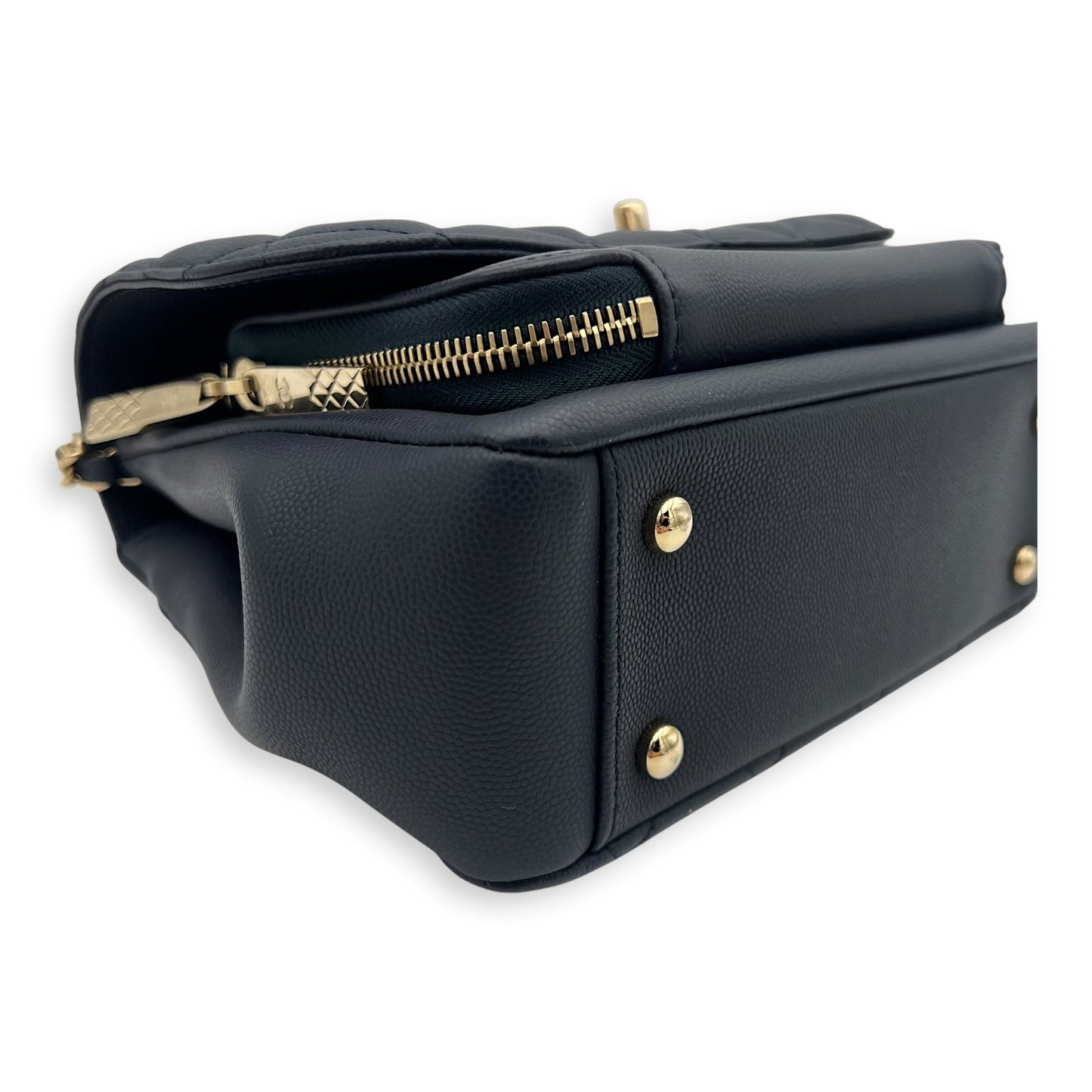Business Affinity Top Handle Bag Blue in Caviar Leather, Light Gold hardware