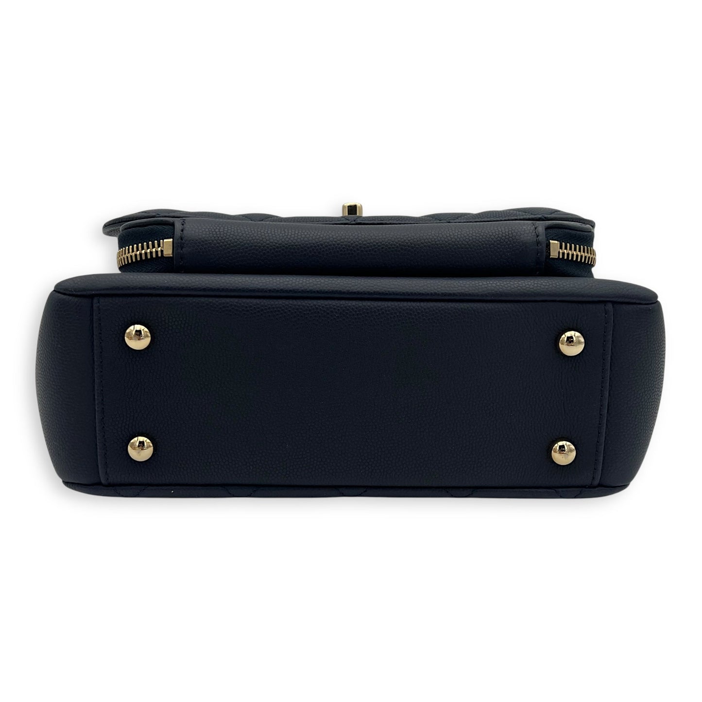 Business Affinity Top Handle Bag Blue in Caviar Leather, Light Gold hardware