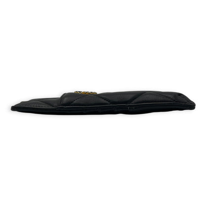 C19 Black Wallet in Calfskin, Gold hardware