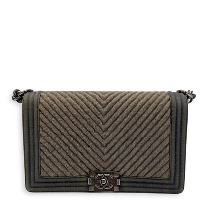 Boy Medium Blue Shoulder Bag in Denim, Ruthenium hardware