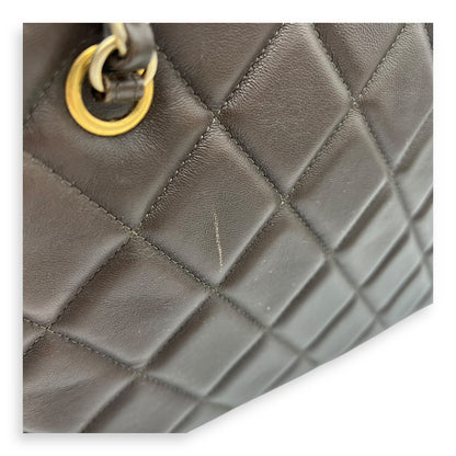 Camera Brown Shoulder Bag in Calfskin, Gold hardware