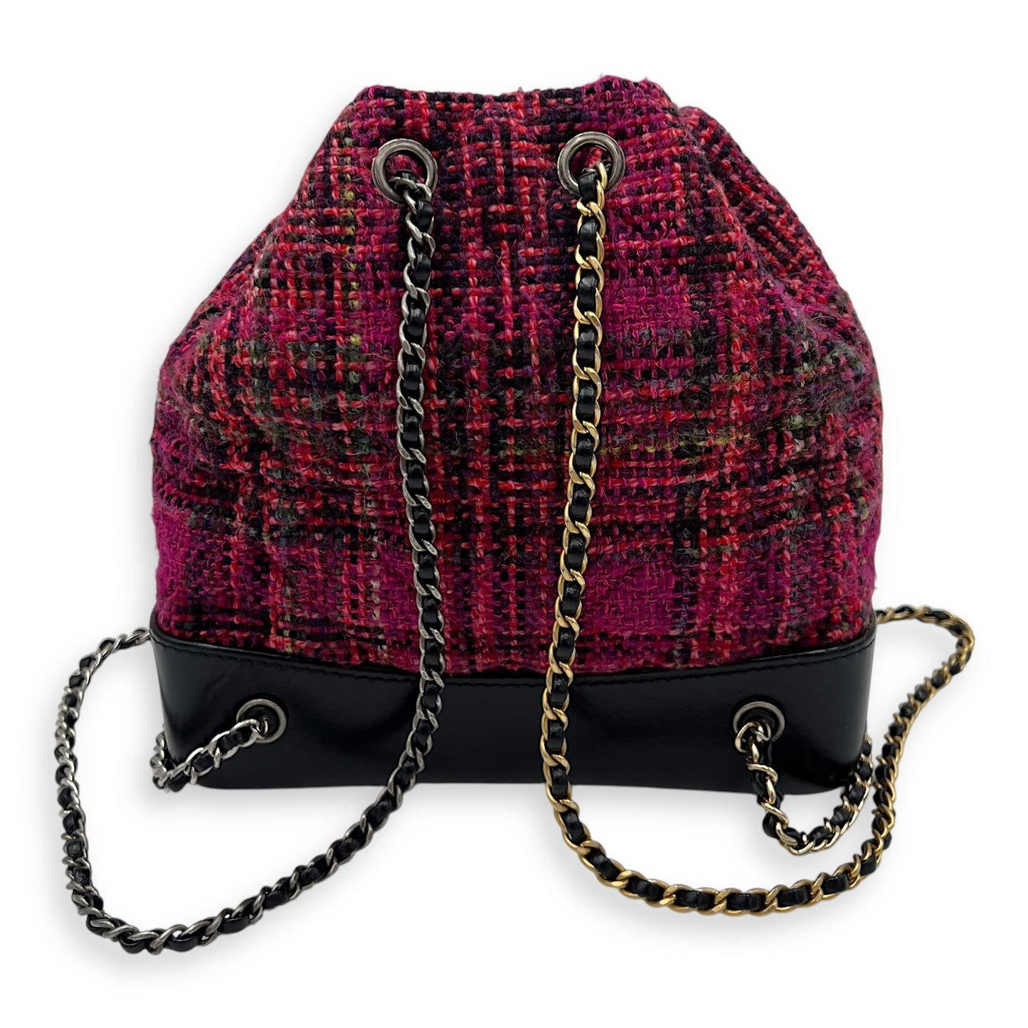 Gabrielle Pink Backpack in Tweed, Mixed hardware