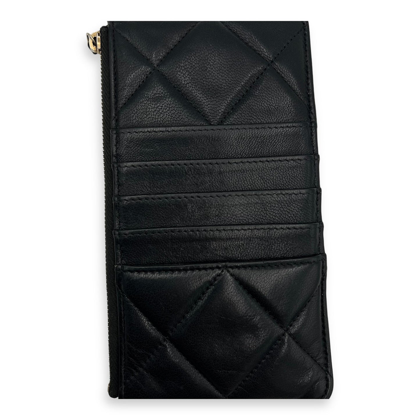 C19 Black Wallet in Calfskin, Gold hardware