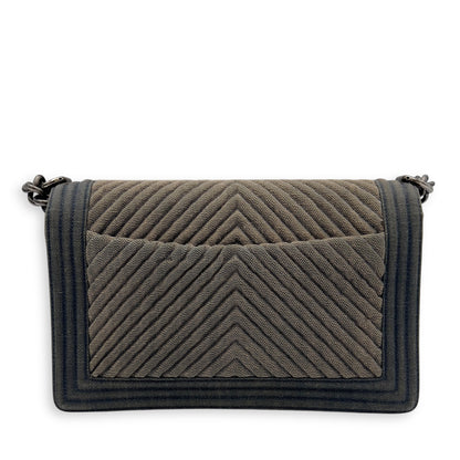 Boy Medium Blue Shoulder Bag in Denim, Ruthenium hardware