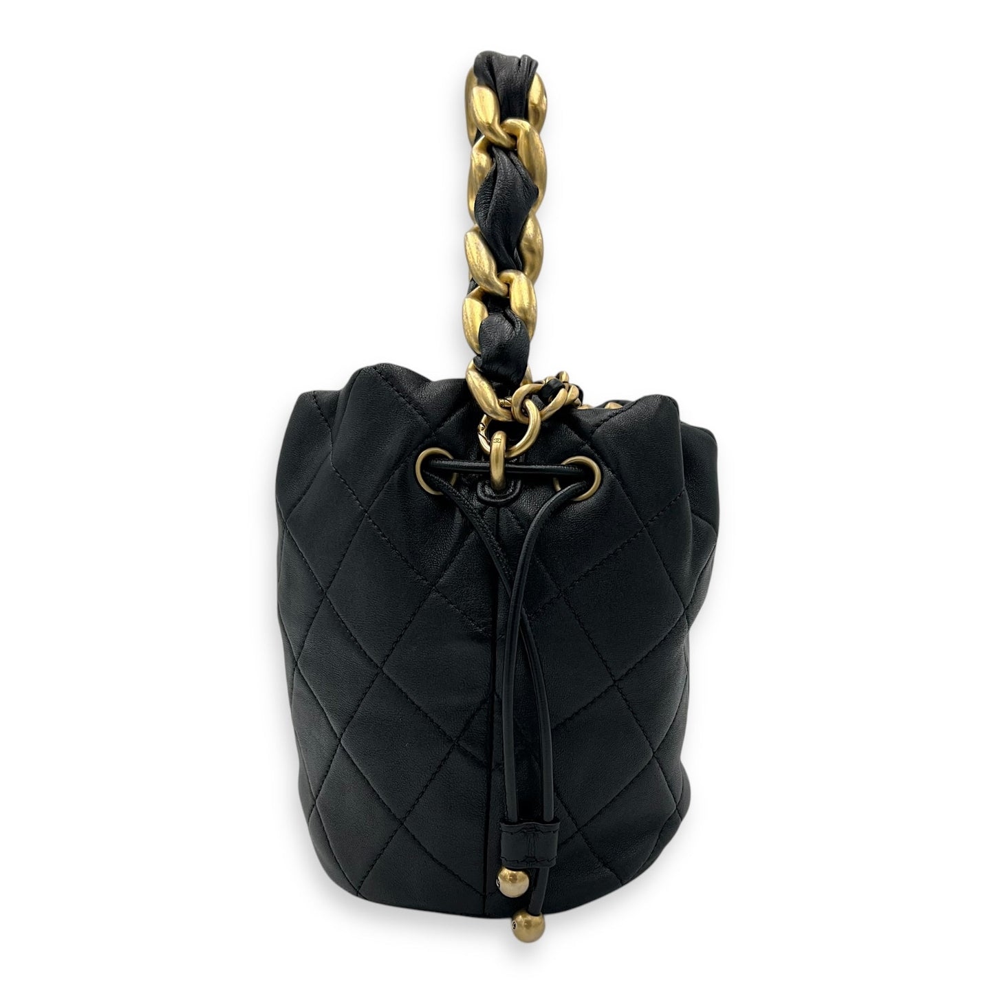 Chain is More Black Bucket Bag in Calfskin, Gold hardware