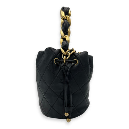 Chain is More Black Bucket Bag in Calfskin, Gold hardware