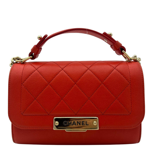 2 way bag Orange Crossbody Bag in Calfskin, Gold hardware