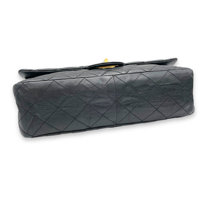 2.55 227 Black Shoulder Bag in Calfskin, Gold hardware