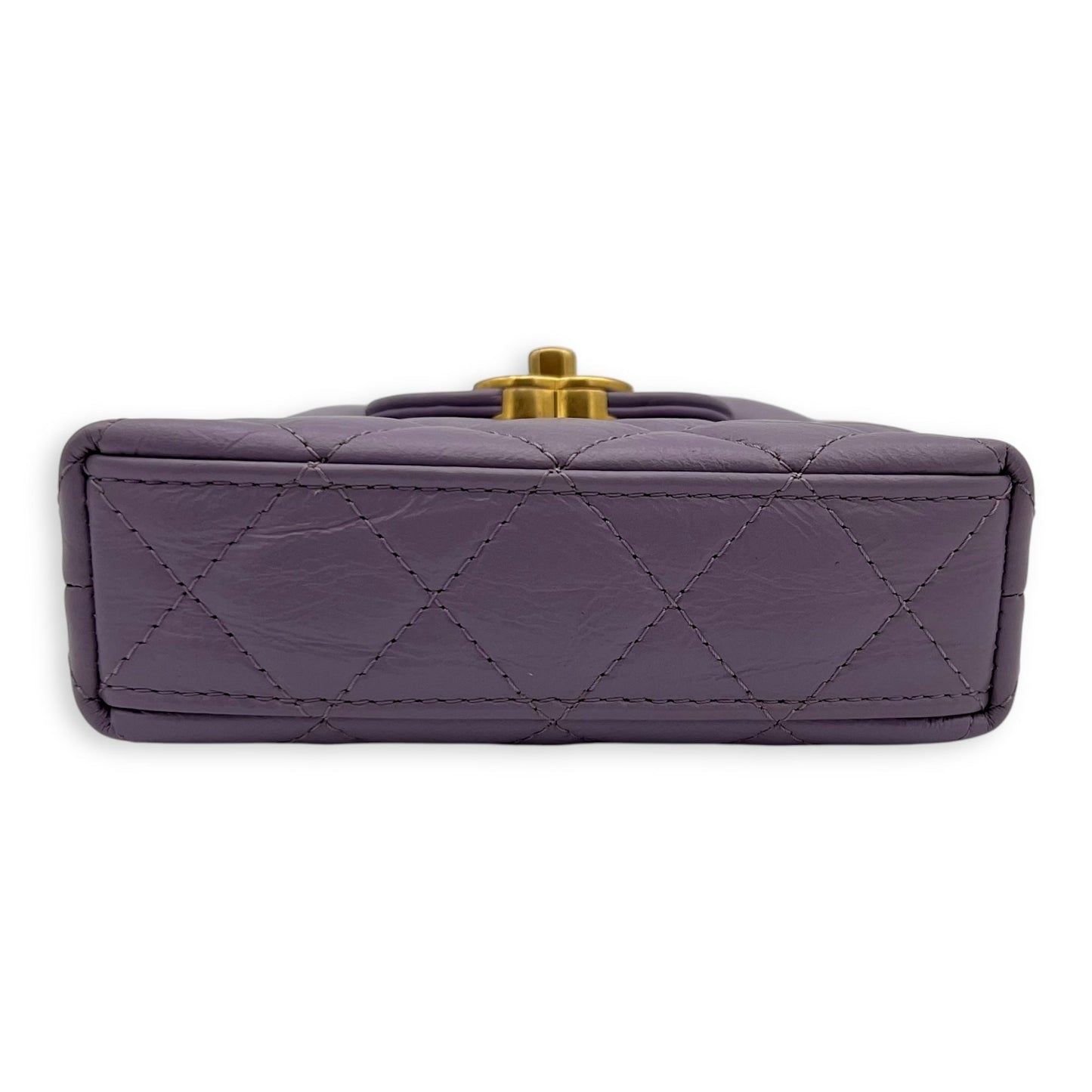 Kelly Nano Purple Top Handle Bag in Calfskin, Gold hardware