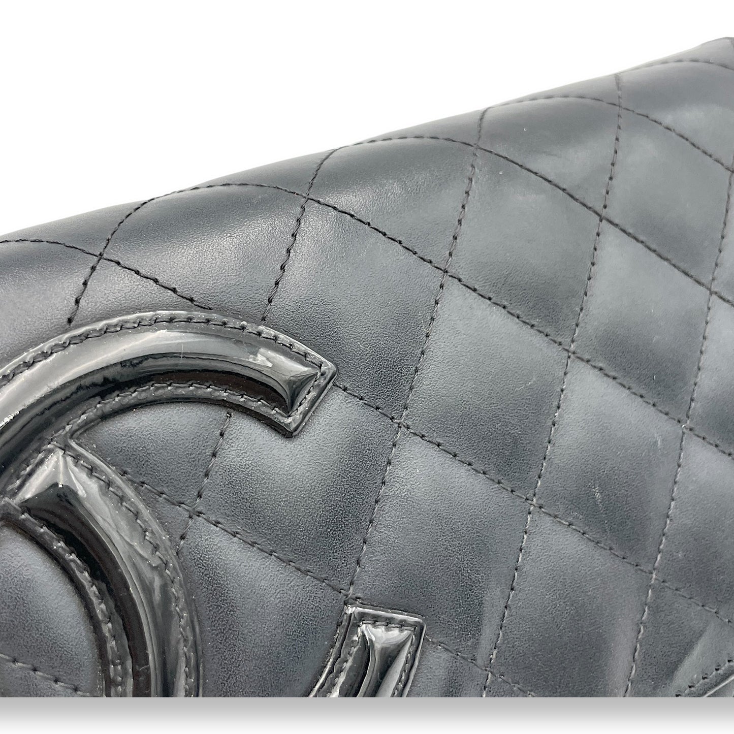 Cambon Wallet On Chain Black in Calfskin, Silver hardware