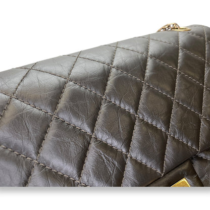 2.55 Shoulder Bag Black in Calfskin, Gold hardware