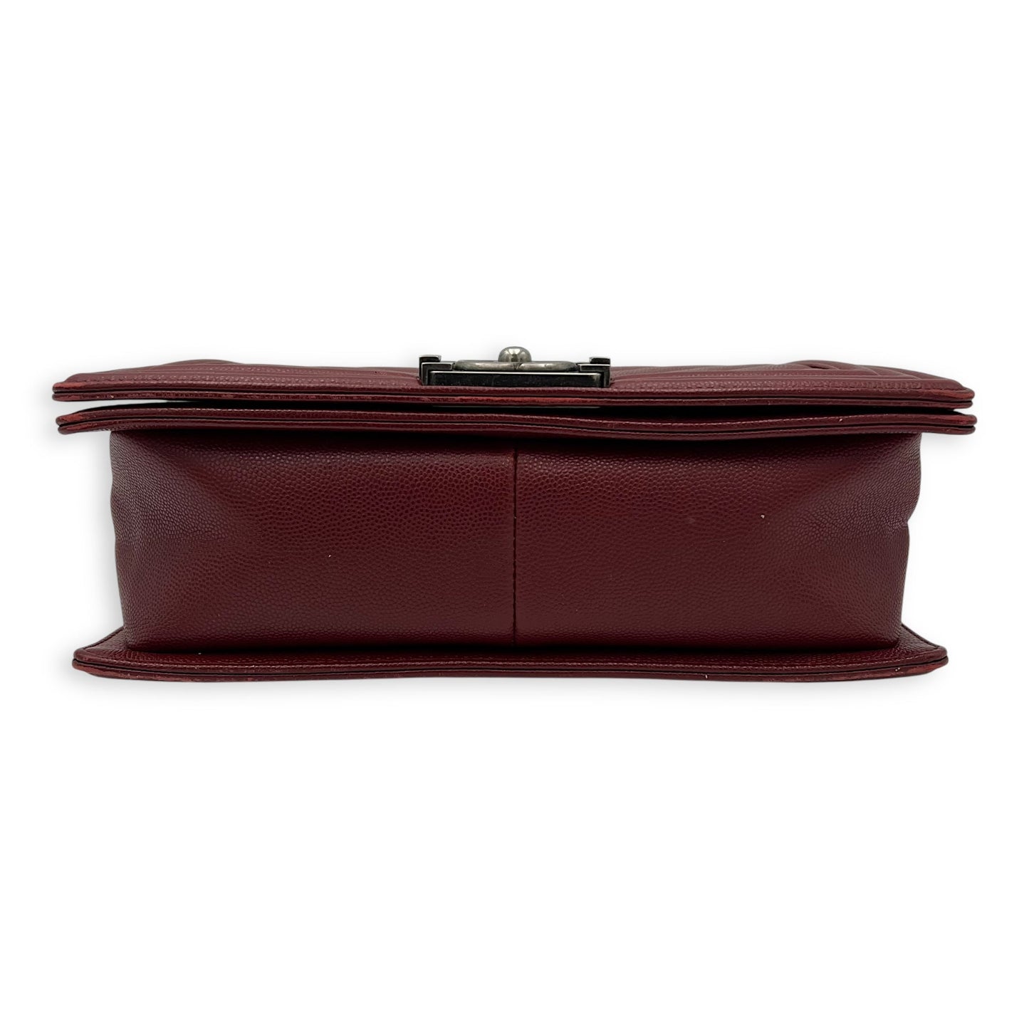 Boy Medium Chevron Shoulder Bag in Caviar Leather, Ruthenium hardware