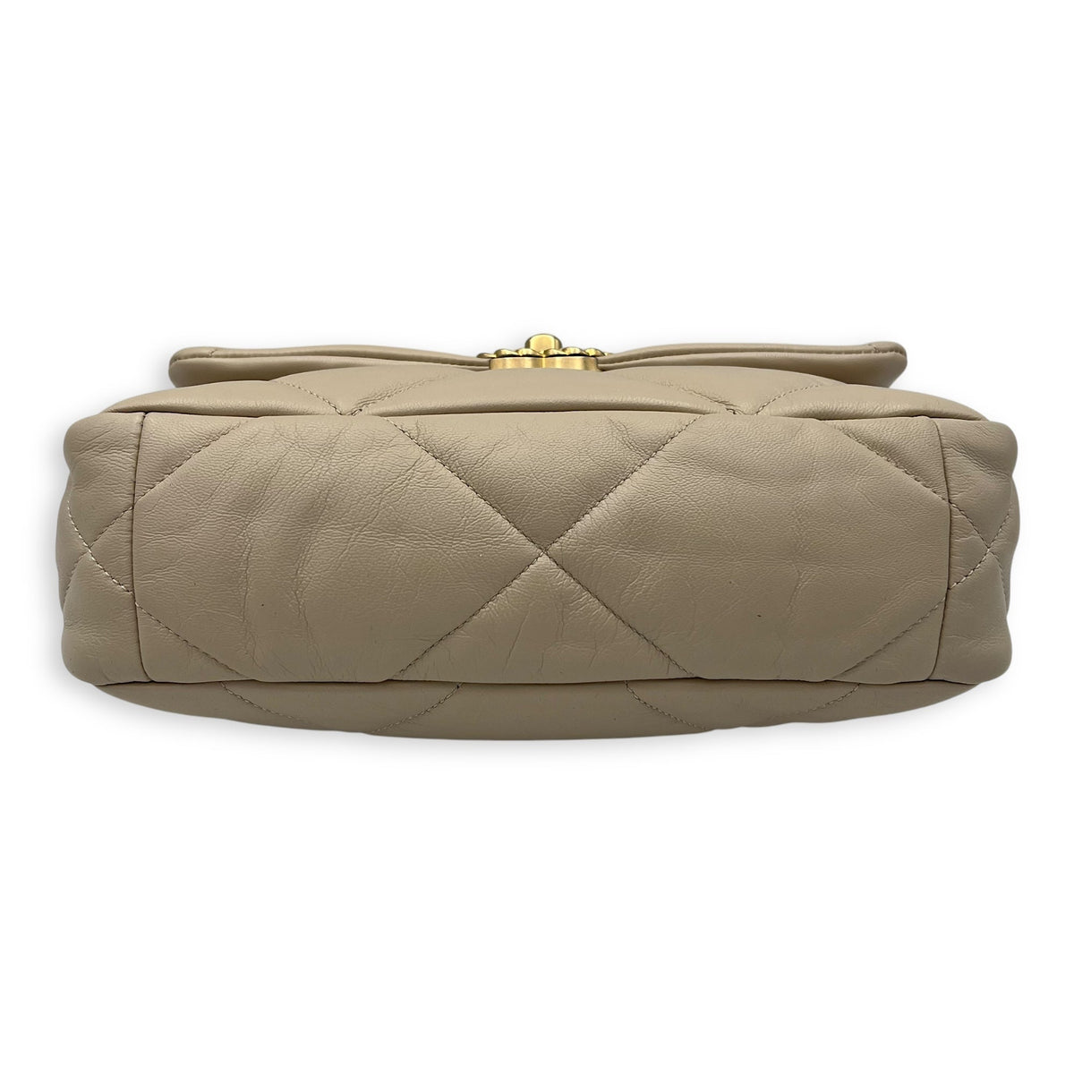 C19 Small Beige Crossbody Bag in Calfskin, Mixed hardware