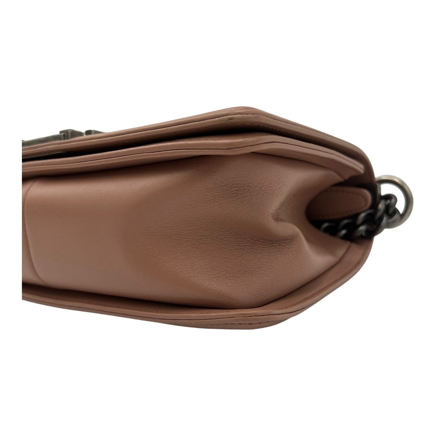 Boy Medium Pink Shoulder Bag in Calfskin, Ruthenium hardware