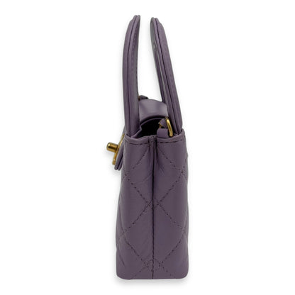 Kelly Nano Purple Top Handle Bag in Calfskin, Gold hardware