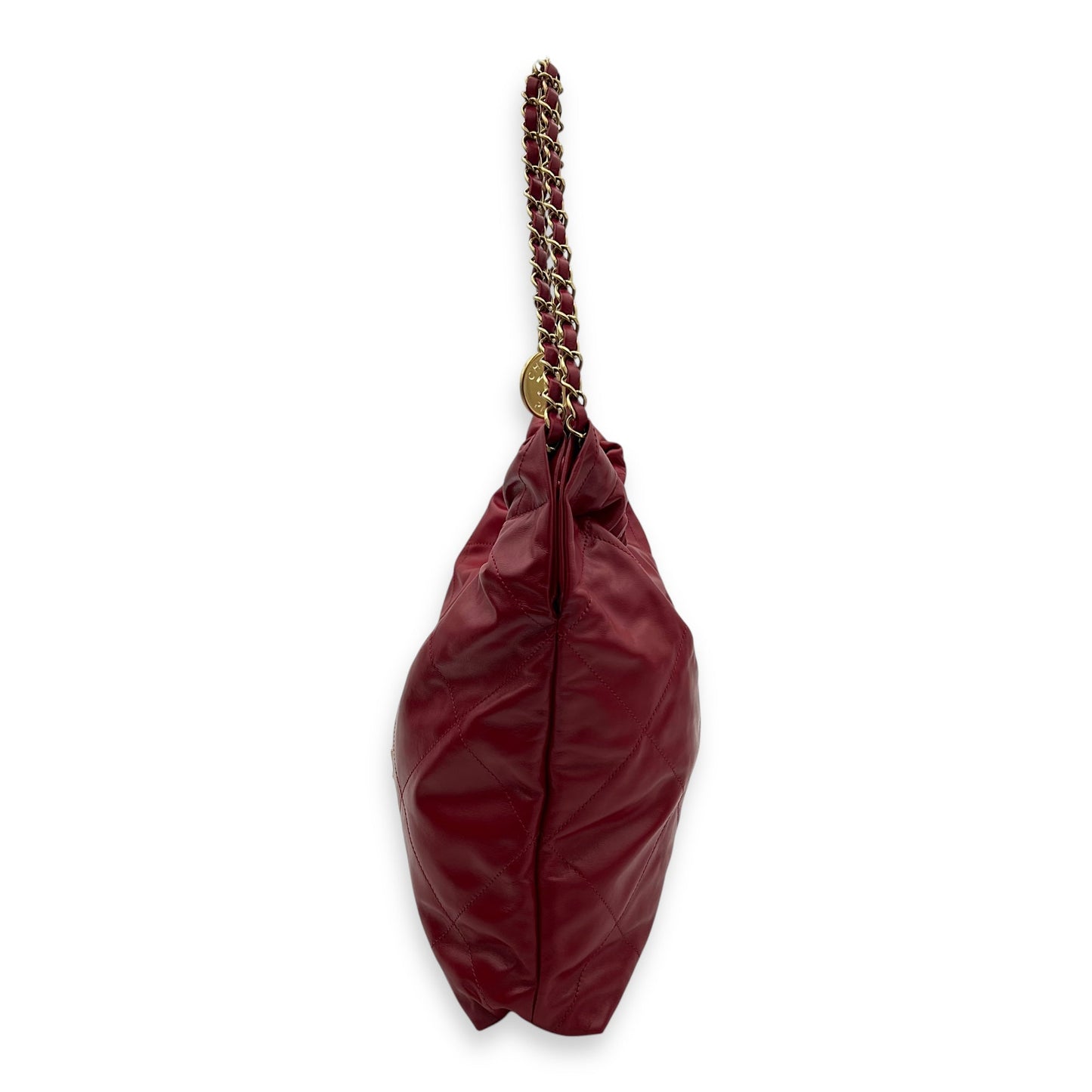 22 Tote Medium Red Tote Bag in Calfskin, Gold hardware