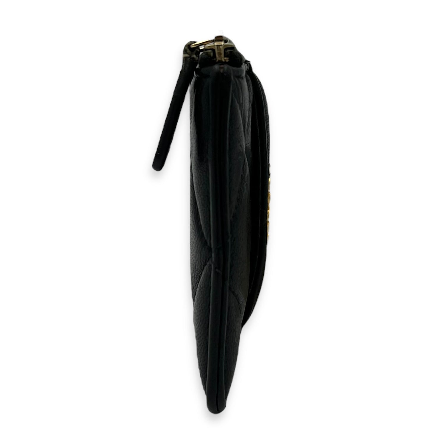 C19 Black Wallet in Calfskin, Gold hardware